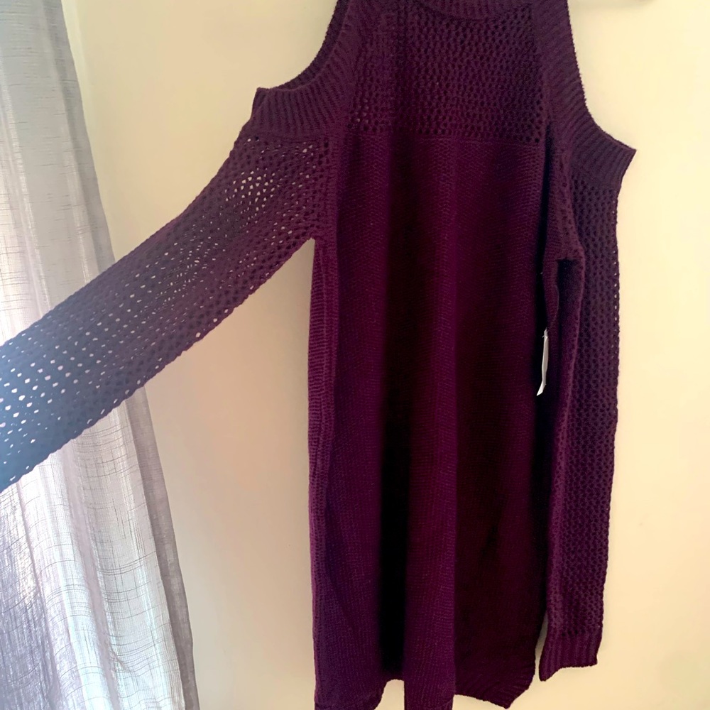 Dark purple sweater dress with cut outs